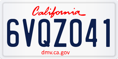 CA license plate 6VQZ041