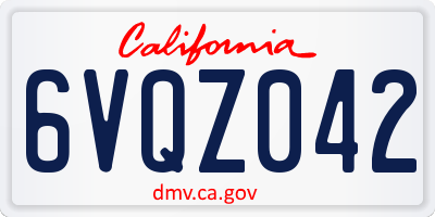 CA license plate 6VQZ042