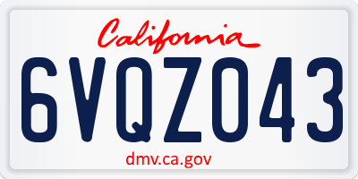 CA license plate 6VQZ043