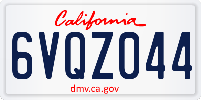 CA license plate 6VQZ044