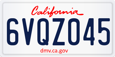 CA license plate 6VQZ045