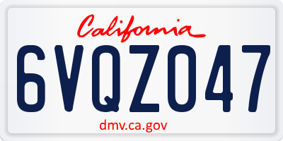 CA license plate 6VQZ047