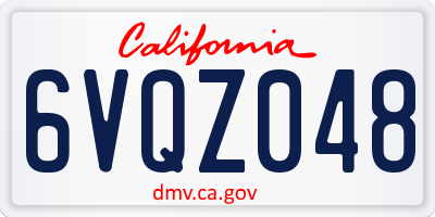 CA license plate 6VQZ048