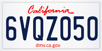 CA license plate 6VQZ050