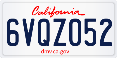 CA license plate 6VQZ052