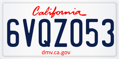 CA license plate 6VQZ053