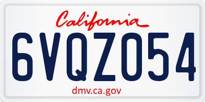CA license plate 6VQZ054