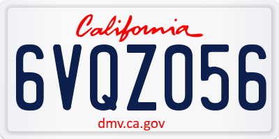 CA license plate 6VQZ056