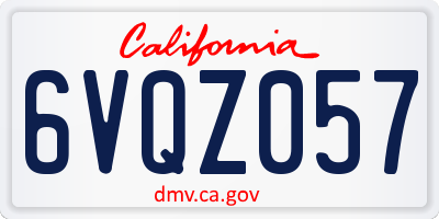 CA license plate 6VQZ057