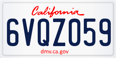 CA license plate 6VQZ059