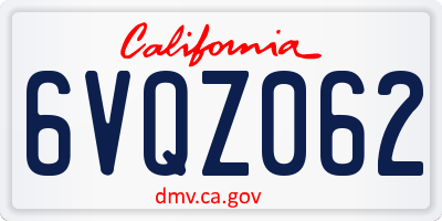 CA license plate 6VQZ062