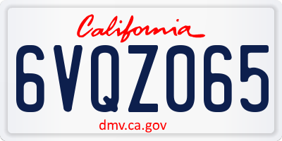 CA license plate 6VQZ065