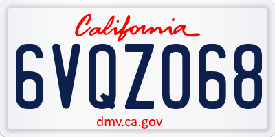 CA license plate 6VQZ068
