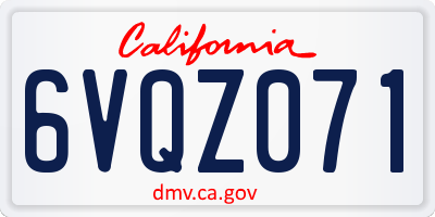 CA license plate 6VQZ071