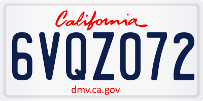 CA license plate 6VQZ072
