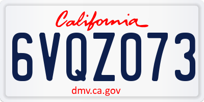 CA license plate 6VQZ073