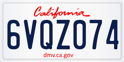 CA license plate 6VQZ074