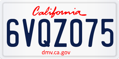 CA license plate 6VQZ075