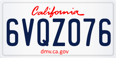 CA license plate 6VQZ076