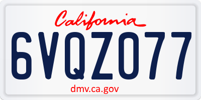 CA license plate 6VQZ077