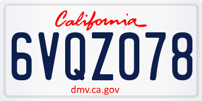 CA license plate 6VQZ078