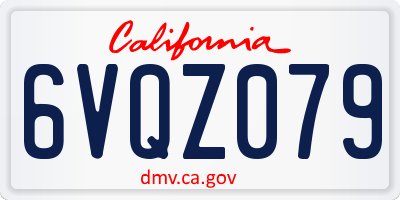 CA license plate 6VQZ079