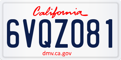 CA license plate 6VQZ081