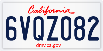 CA license plate 6VQZ082