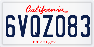 CA license plate 6VQZ083