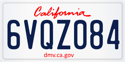 CA license plate 6VQZ084