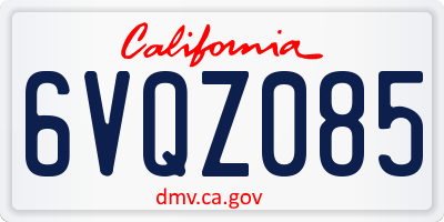 CA license plate 6VQZ085