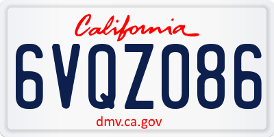 CA license plate 6VQZ086