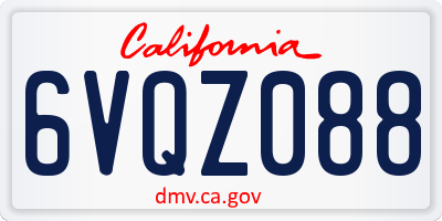 CA license plate 6VQZ088