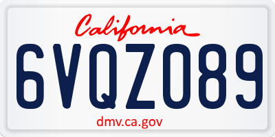 CA license plate 6VQZ089