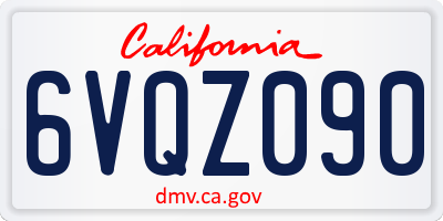 CA license plate 6VQZ090