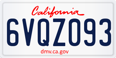 CA license plate 6VQZ093