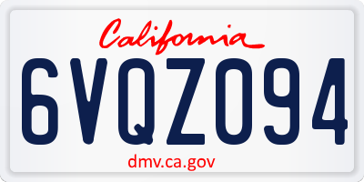 CA license plate 6VQZ094