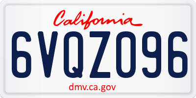 CA license plate 6VQZ096