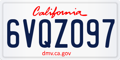 CA license plate 6VQZ097