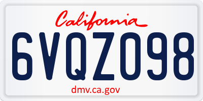 CA license plate 6VQZ098