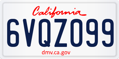 CA license plate 6VQZ099