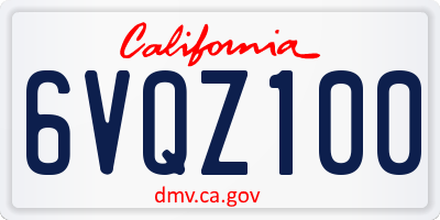 CA license plate 6VQZ100