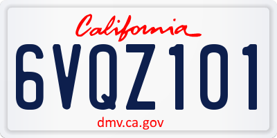 CA license plate 6VQZ101