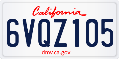 CA license plate 6VQZ105