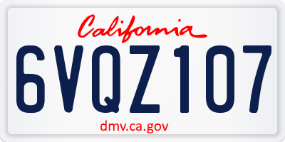 CA license plate 6VQZ107