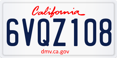CA license plate 6VQZ108