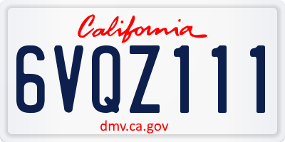 CA license plate 6VQZ111