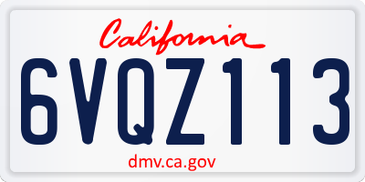 CA license plate 6VQZ113