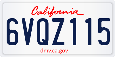 CA license plate 6VQZ115