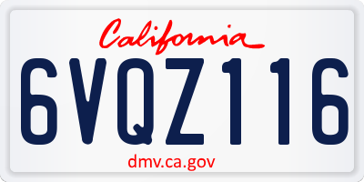 CA license plate 6VQZ116